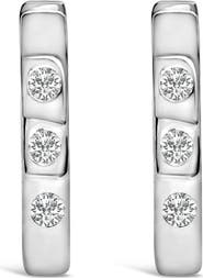 Haus of Brilliance 10K Gold 1/10 Cttw Three Stone Lab Grown Diamond Oval Huggies Hoop Earrings
