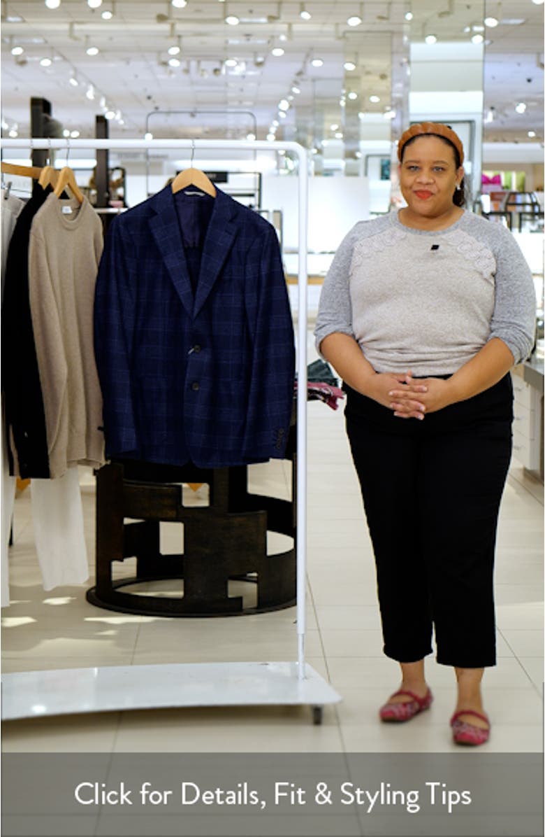 D-Constructed Navy Check Wool Flannel Sport Coat, sales video thumbnail