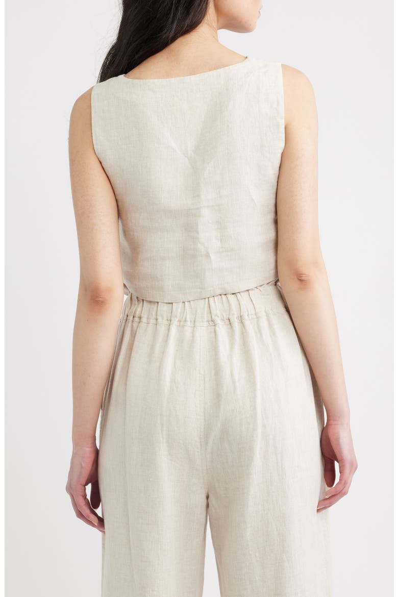 Christal Crop Linen Tank, Alternate, color, LINEN
