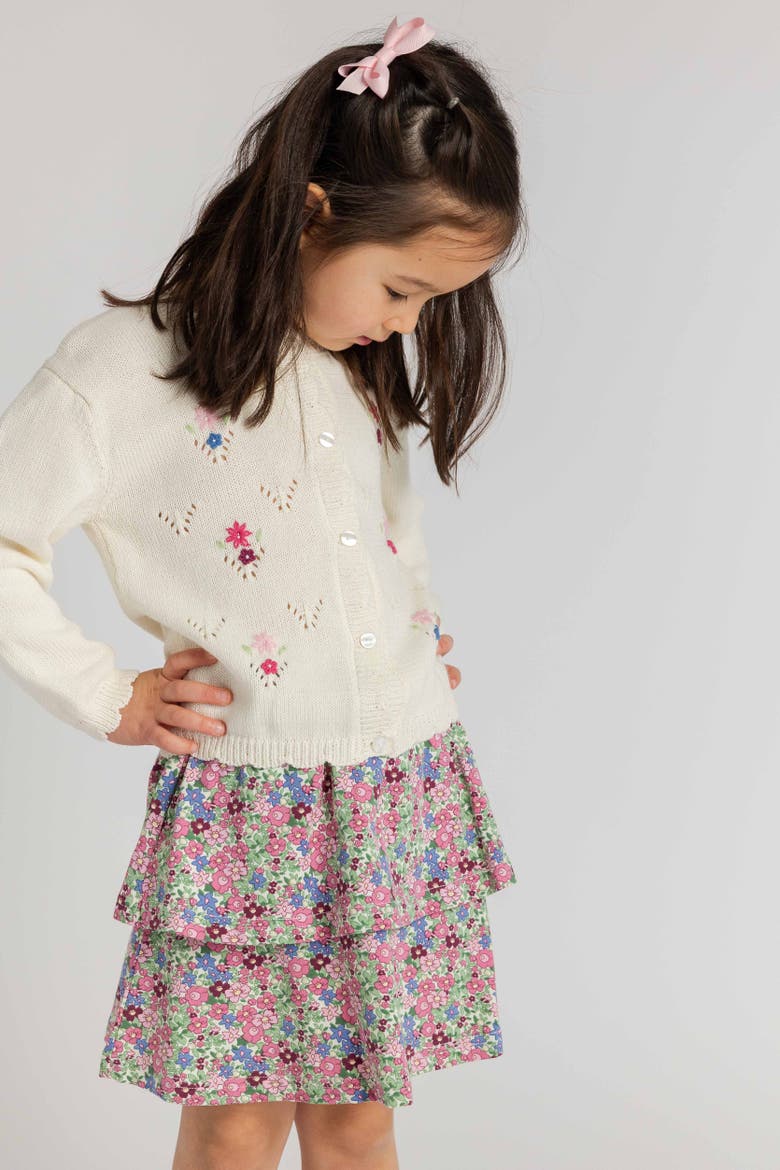 Floral Knit Skirt, Alternate, color, Ivory, Pink & Multi Floral