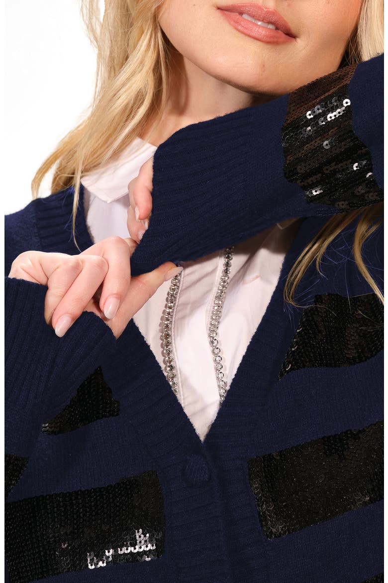 Stripe Sequin Cardigan, Alternate, color, NAVY/ BLACK