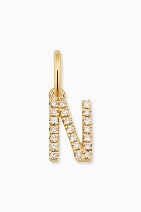 14K Gold My Letter Diamond Pendant Charm