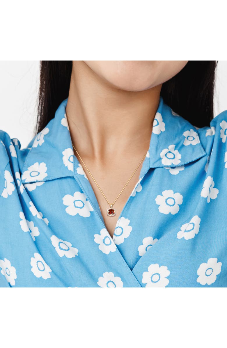 Julianna B. Gemstone & Diamond Square Halo Necklace 10K, Alternate, color, Garnet/Gold