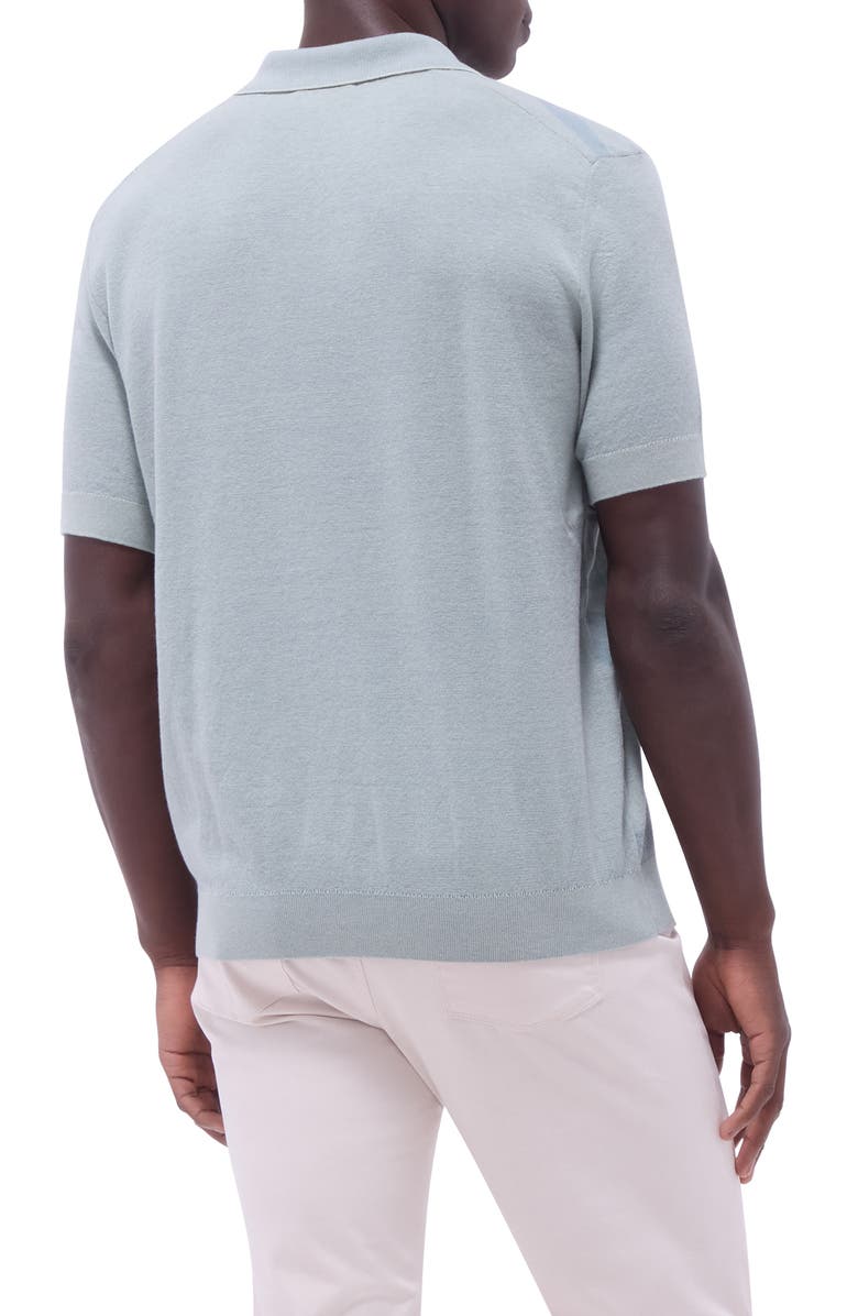 Bugatchi Johnny Collar Cotton & Silk Polo Sweater, Alternate, color, Mint