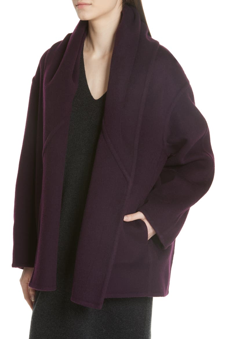 Reversible Shawl Collar Coat, Alternate, color, DARK MULBERRY