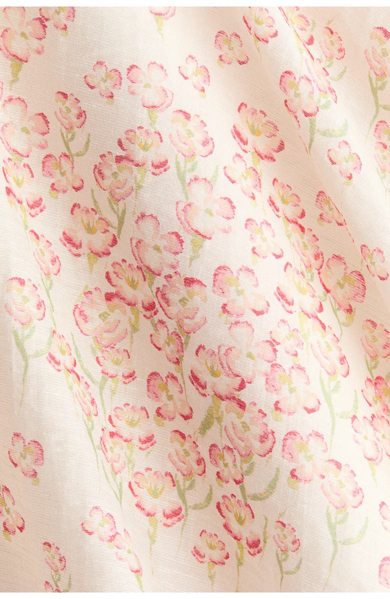 H&M Linen-blend Cold Shoulder Dress, Alternate, color, Light Beige/Floral