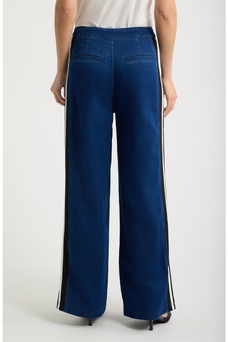 Athletic Stripe High Waist Relaxed Wide Leg Jeans, Alternate, color, INDIGO