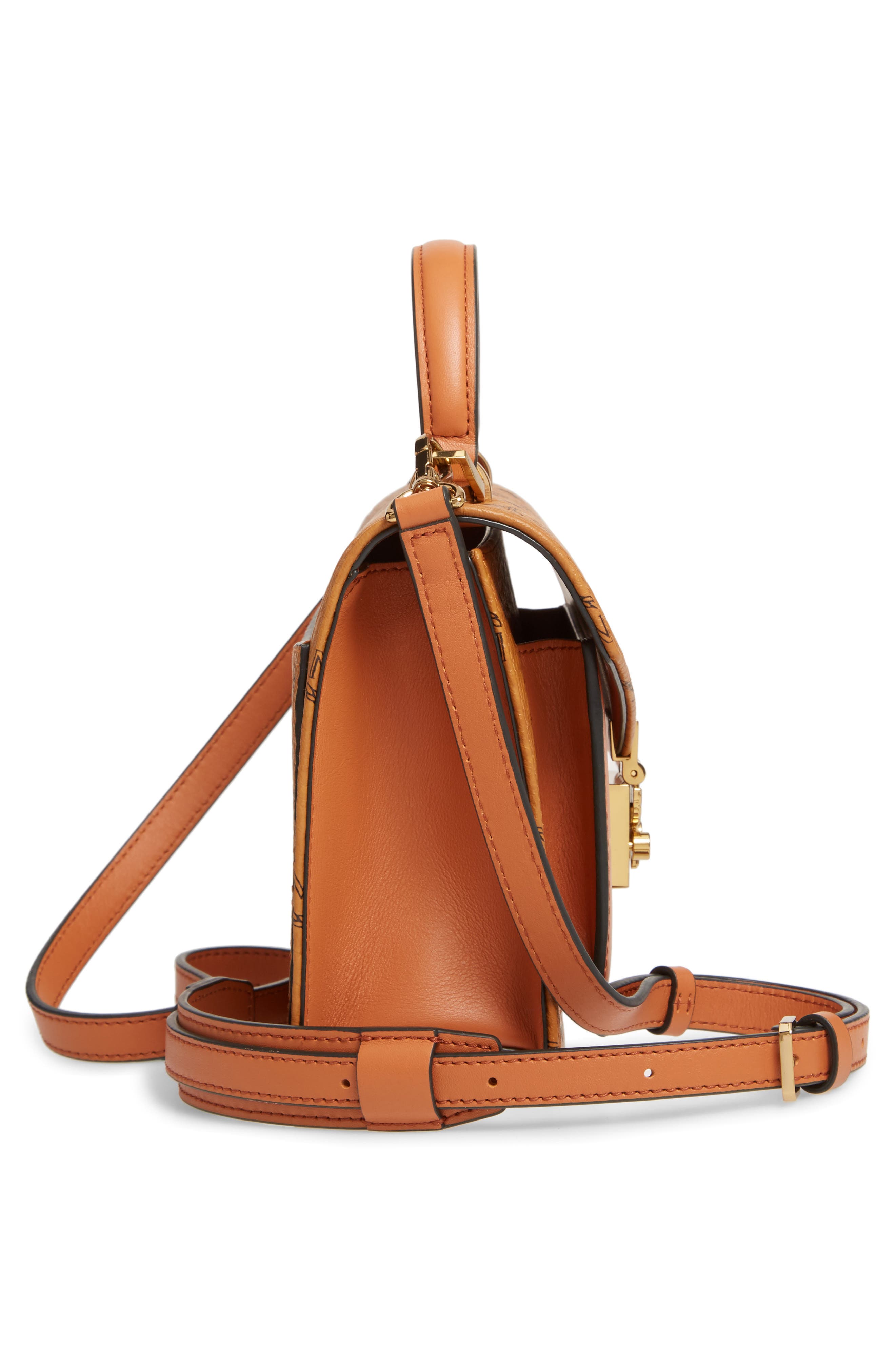 MCM Small Patricia Visetos Coated Canvas & Leather Satchel, Alternate, color, 