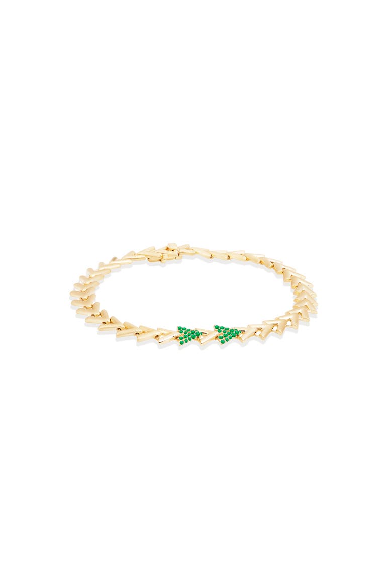Spark Chevron Link Bracelet, Main, color, Emerald-Gold