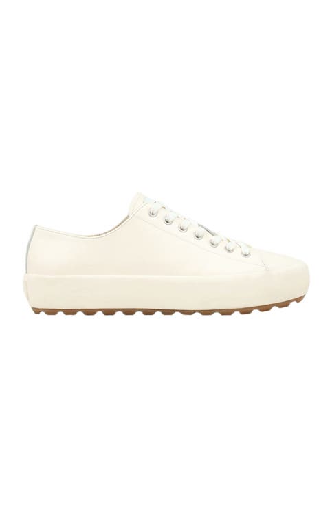 Low-top split leather trainers