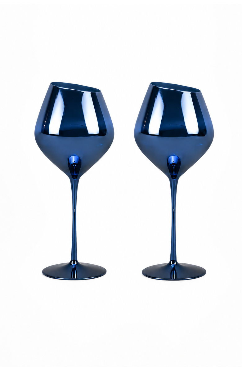 Jeanne Fitz Slant Collection Red Wine Glasses, Set of 2, Blue, Main, color, Blue