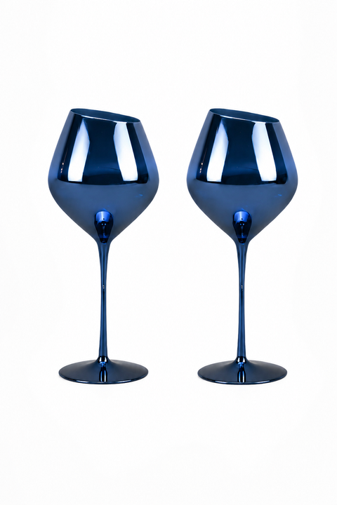 Slant Collection Red Wine Glasses, Set of 2, Blue