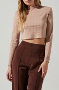 ASTR the Label Esther Studded Long Sleeve Crop Top