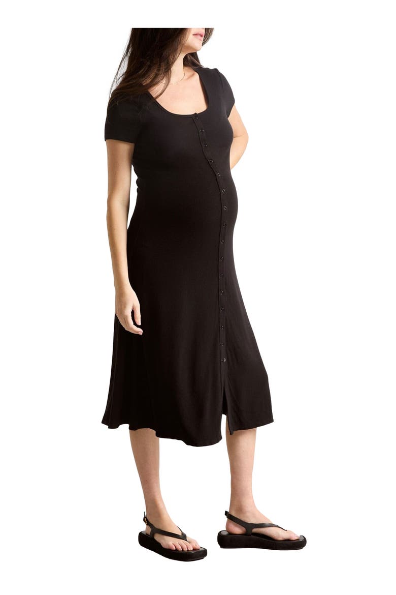 The Softest Rib Nursing Midi Dress, Main, color, Black