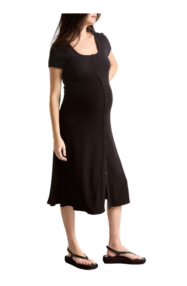 HATCH Collection The Softest Rib Nursing Midi Dress, Main, color, Black