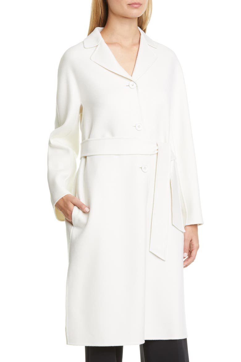 Aretusa Belted Wool Blend Coat, Alternate, color, MILK