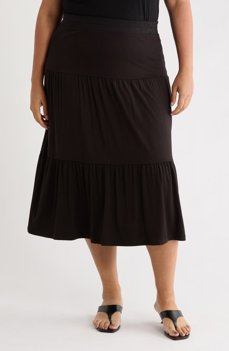 Renee C Tiered Jersey Maxi Skirt, Main, color, Black