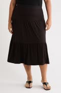 Renee C Tiered Jersey Maxi Skirt
