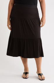 Renee C Tiered Jersey Maxi Skirt