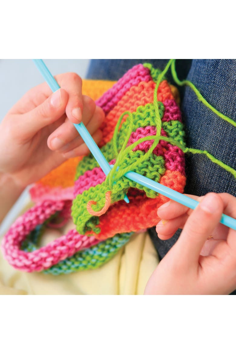 Easy to Do Knitting Kit Learn 2 Yarn Projects Set, Alternate, color, Multicolored