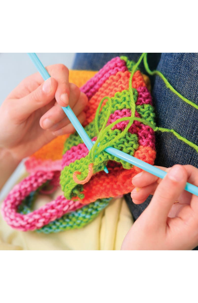 4M Easy to Do Knitting Kit Learn 2 Yarn Projects Set, Alternate, color, Multicolored