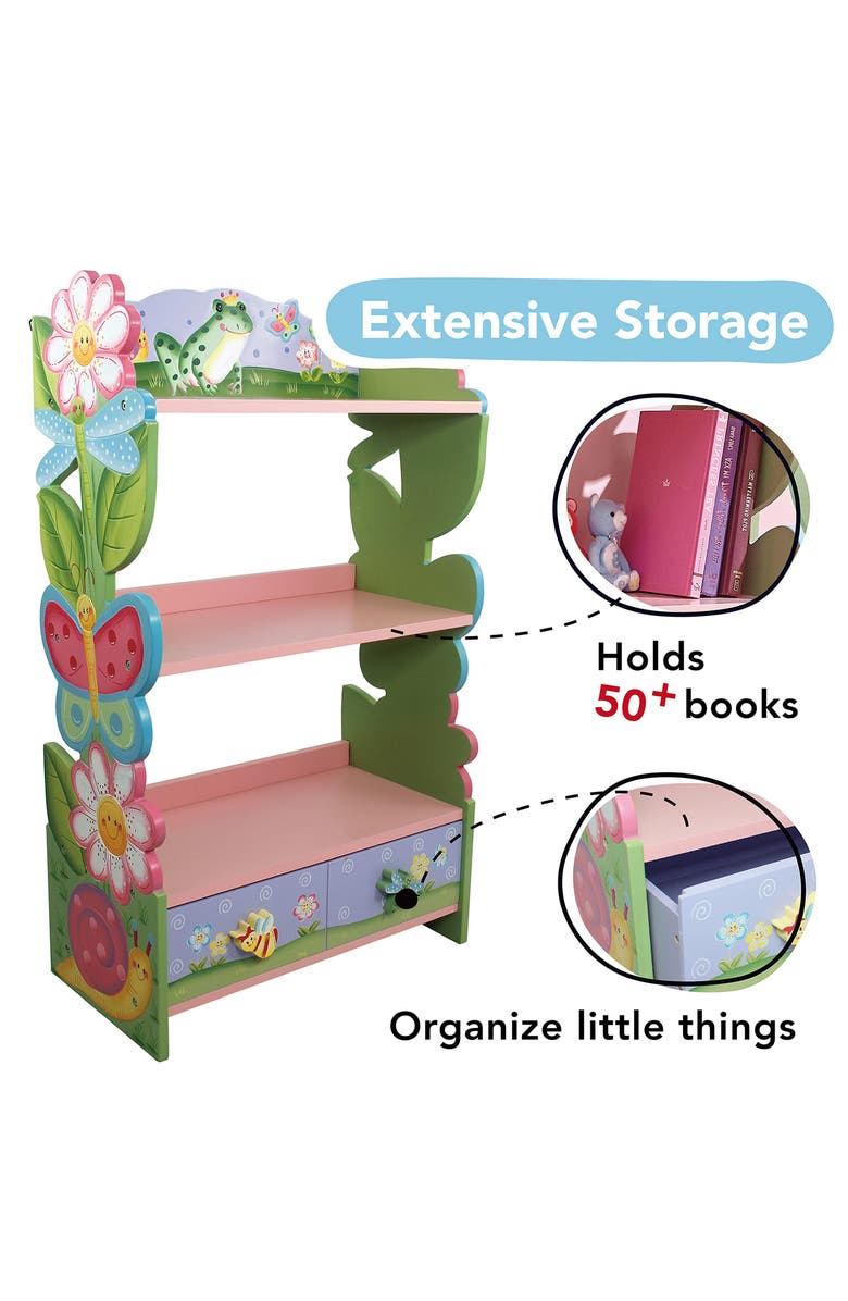 Teamson Kids Fantasy Fields Magic Garden Wood Bookshelf, Alternate, color, 