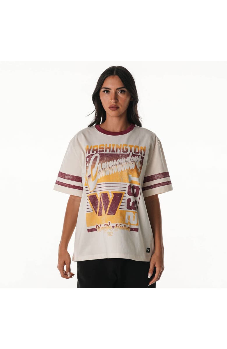 THE WILD COLLECTIVE Women's The Wild Collective Cream Washington Commanders Vintage Drop Shoulder Oversized Boyfriend T-Shirt, Alternate, color, Cream