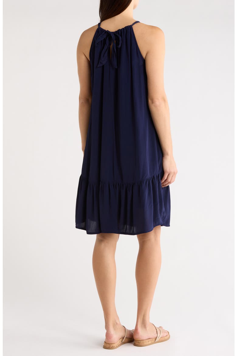 Calypso Tiered Crepe Minidress, Alternate, color, MARE NAVY