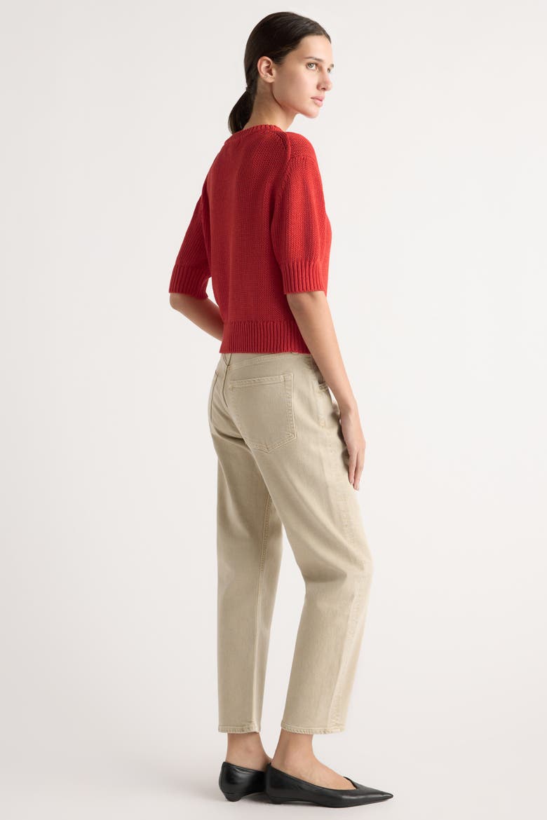 Heidi Pullover Short-Sleeve Knit Top, Alternate, color, Red Orange
