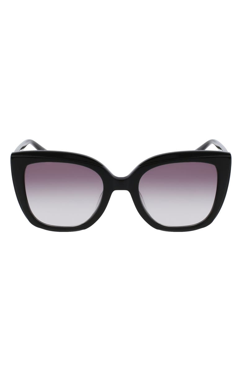 Longchamp Le Pliage 53mm Gradient Rectangular Sunglasses, Main, color, Black/ Black