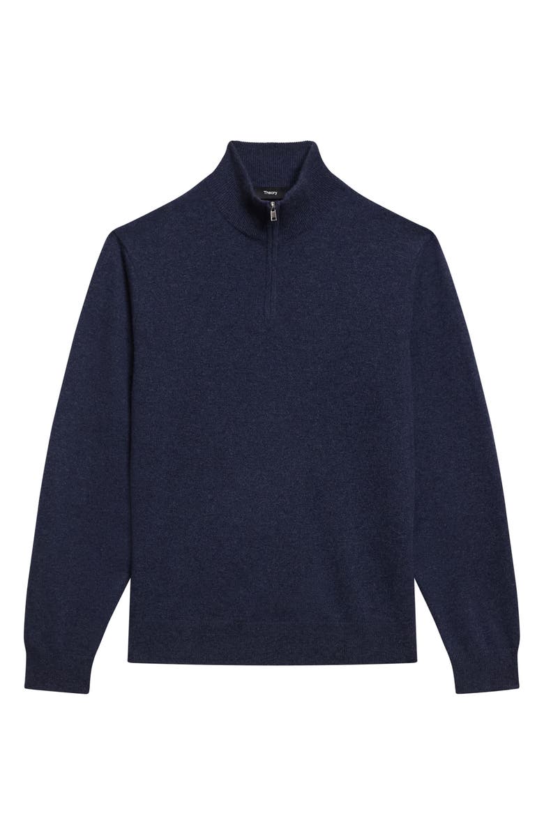Theory Hilles Quarter Zip Cashmere Sweater, Alternate, color, Baltic Melange