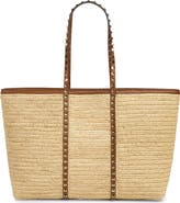 Valentino Garavani Rockstud Crochet Raffia Tote
