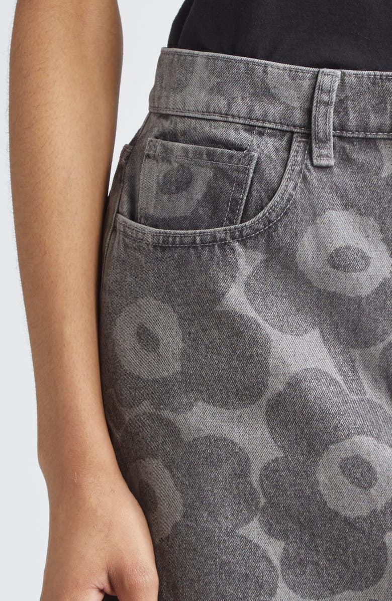 Marimekko Maridenim Ruudut Unikko Denim Miniskirt, Alternate, color, Light Grey