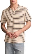 Lucky Brand Jacquard Stripe Johnny Collar Cotton Polo