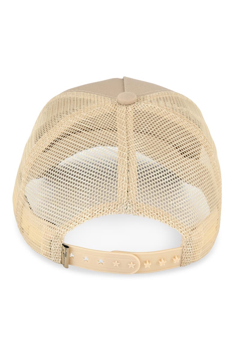 Faux Pearl Embroidered Star Mesh Panel Trucker Hat, Alternate, color, BEIGE/ PEARL