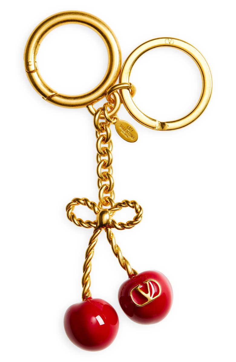Valentino Garavani VLOGO Signature Bag Charm, Main, color, Antique Brass/ Rosso