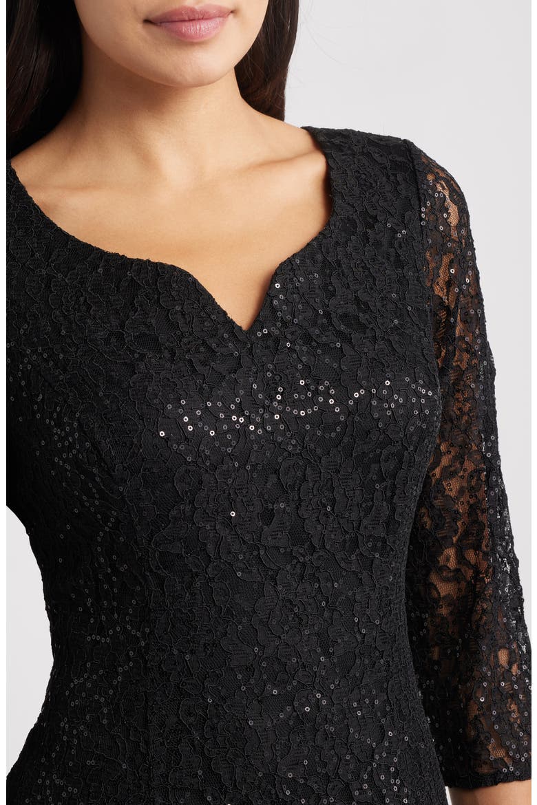 Sequin Lace Cocktail Dress, Alternate, color, BLACK