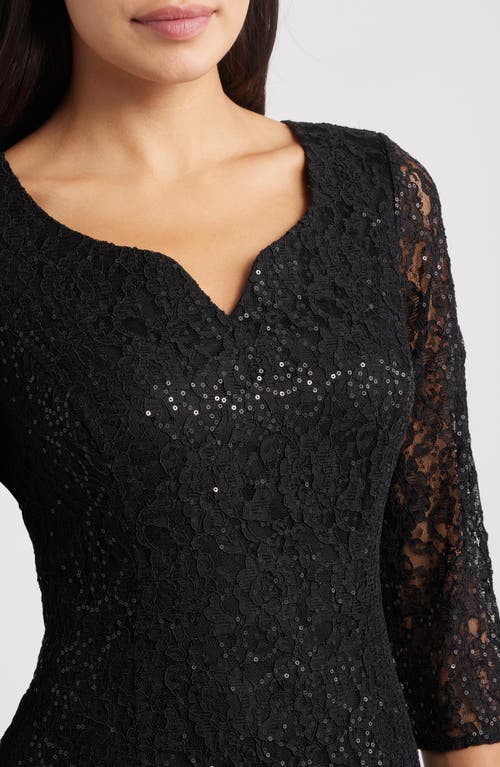 Sl Fashions Sequin Lace Cocktail Dress In Black
