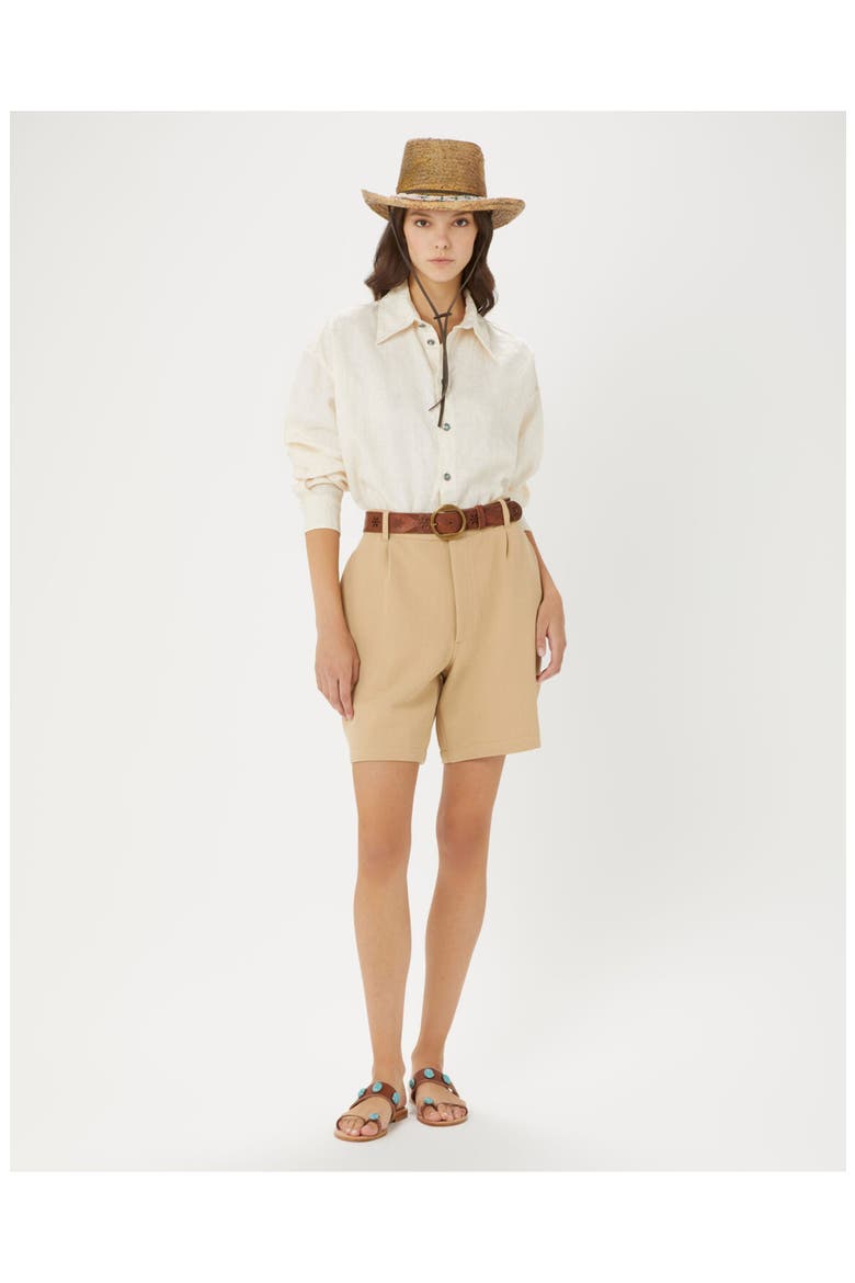 Jillian Cotton Bermuda with Pleats, Alternate, color, CAMEL