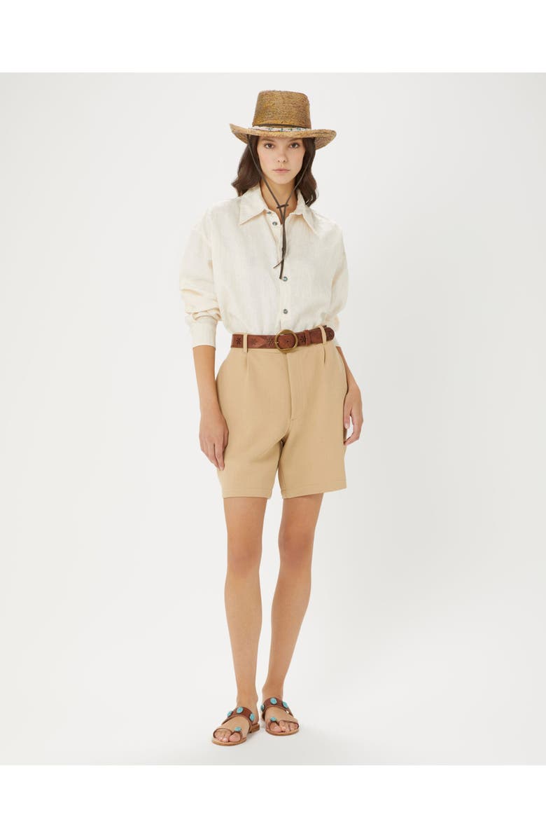 Fortela Jillian Cotton Bermuda with Pleats, Alternate, color, Camel