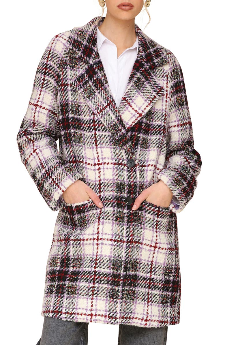 Avec Les Filles Plaid Midi Coat, Alternate, color, 