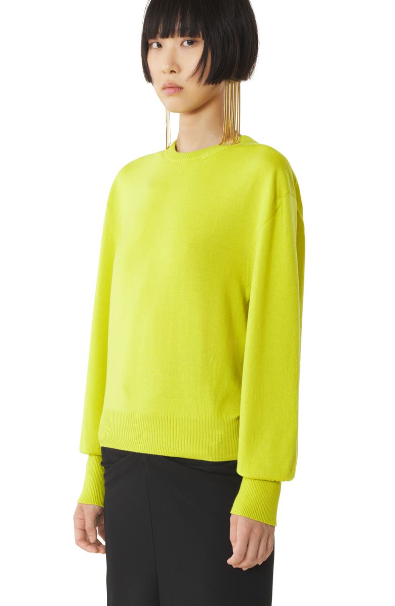 Lanvin Green Wool Sweater With Grosgrain Detail, Alternate, color, Absinth Green
