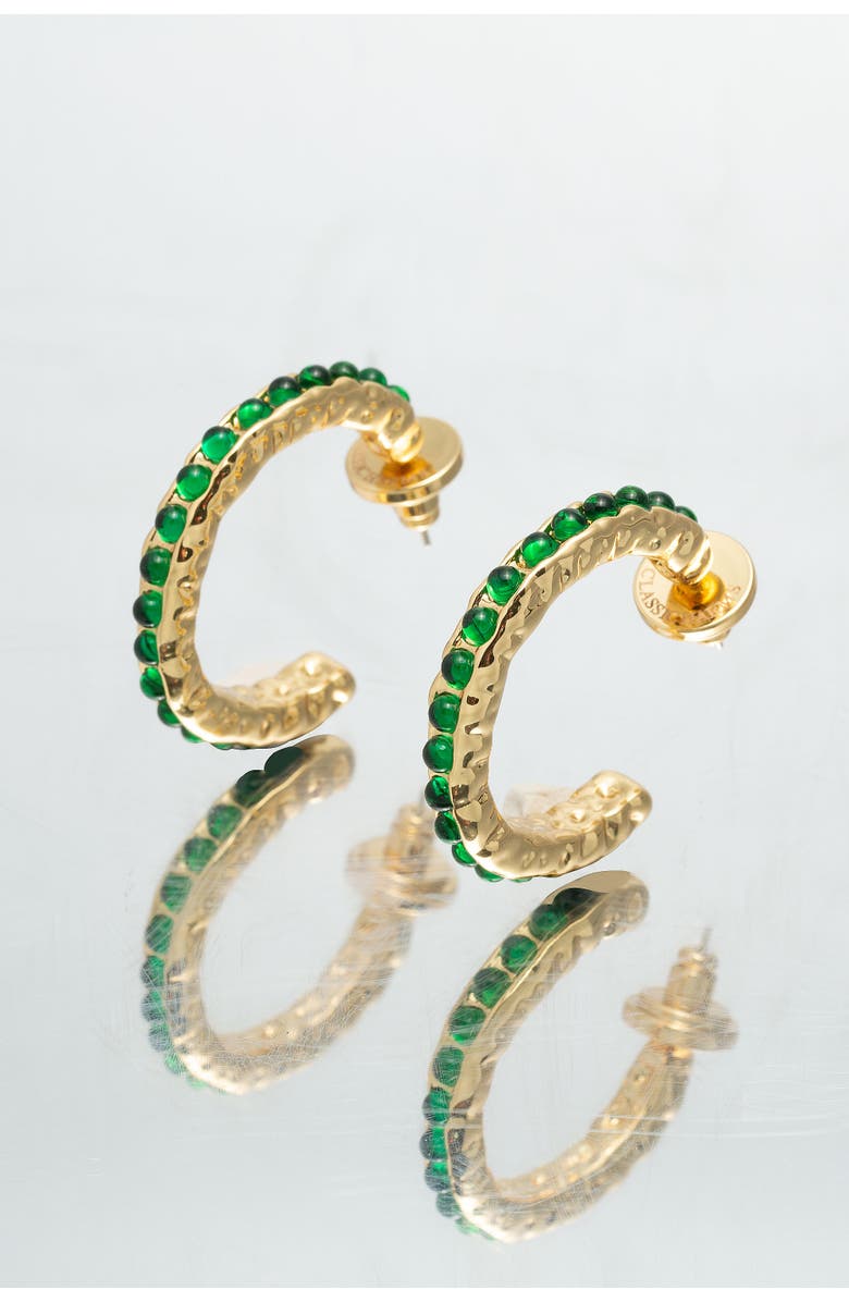 Classicharms Serena Molten Gemstone Hoop Earrings, Alternate, color, Gold/Green