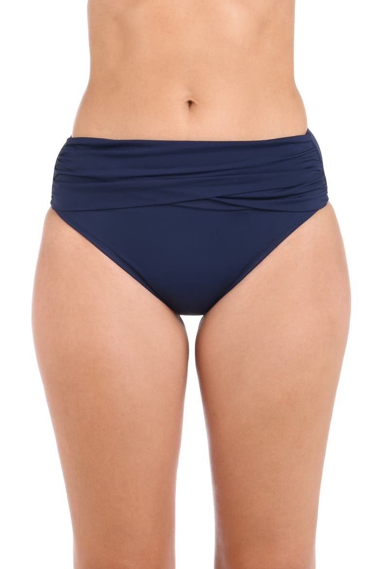 Island Goddess Overlap Bikini Bottoms, Main, color, INDIGO