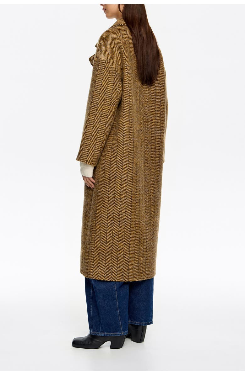 Bimba y Lola Long Herringbone Tailored Coat, Alternate, color, Mustard