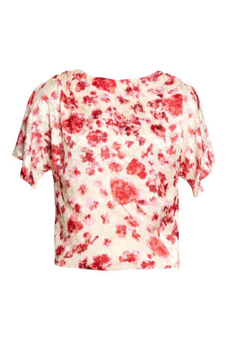 Hervane Floral Burnout Devoré Georgette Top, Alternate, color, ECRU/ PINK