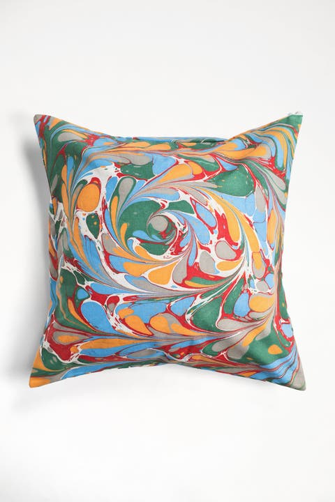 Marais Hand Marbled Square Pillow - Cover + Insert