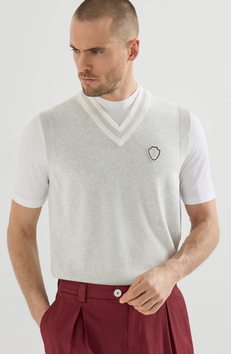 Brunello Cucinelli Cotton knit vest, Alternate, color, Fog