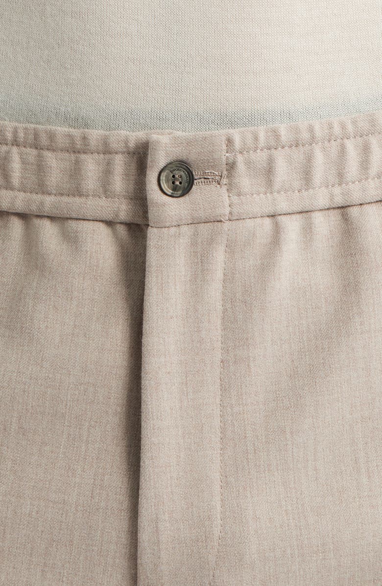 Emporio Armani Flat Front Mélange Stretch Gabardine Pants, Alternate, color, Beige
