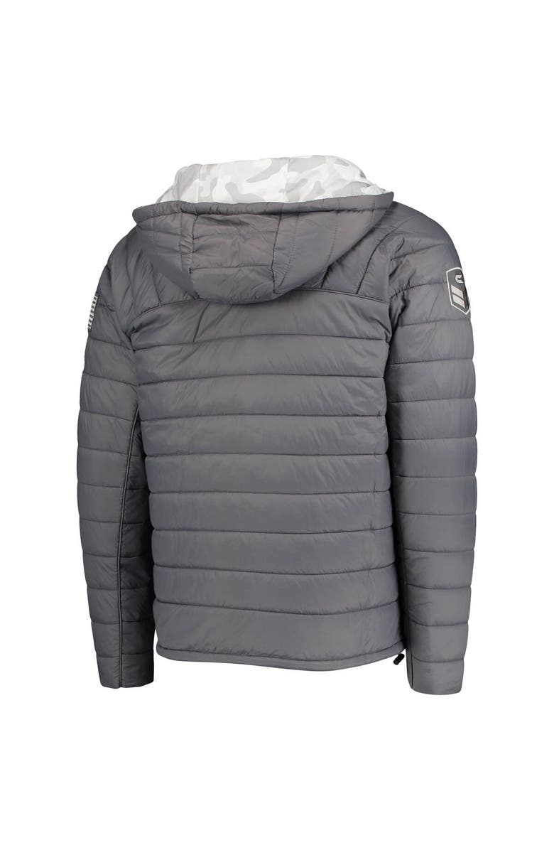 COLOSSEUM Men's Colosseum Gray/Camo Nebraska Huskers OHT Military Appreciation Iceman Snow Puffer Full-Zip Hoodie Jacket, Alternate, color,